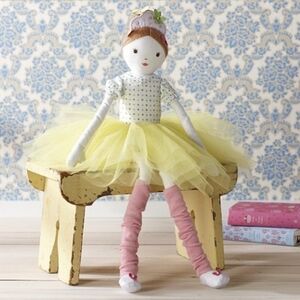 Pottery Barn Kids Cloth Doll Ballerina Floppy Tutu Brunette